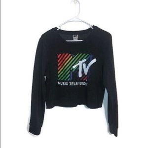 MTV Raw Hem Cropped Sweatshirt